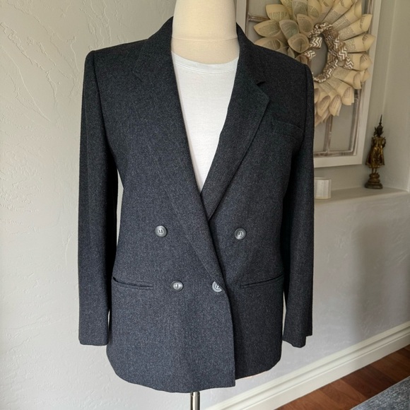 Pendleton Womens Vintage Wool Dark Grey Double-Brest Blazer Size 14 - Picture 14 of 14